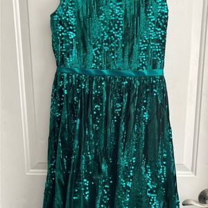 Rare Editions Teal Sequin Kids Formal Dress
